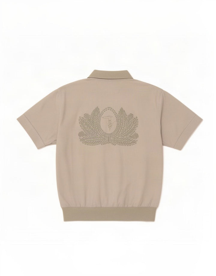 Trussardi Herre Grafisk Kortærmet Pullover Shirt Medium Khaki Colourblock