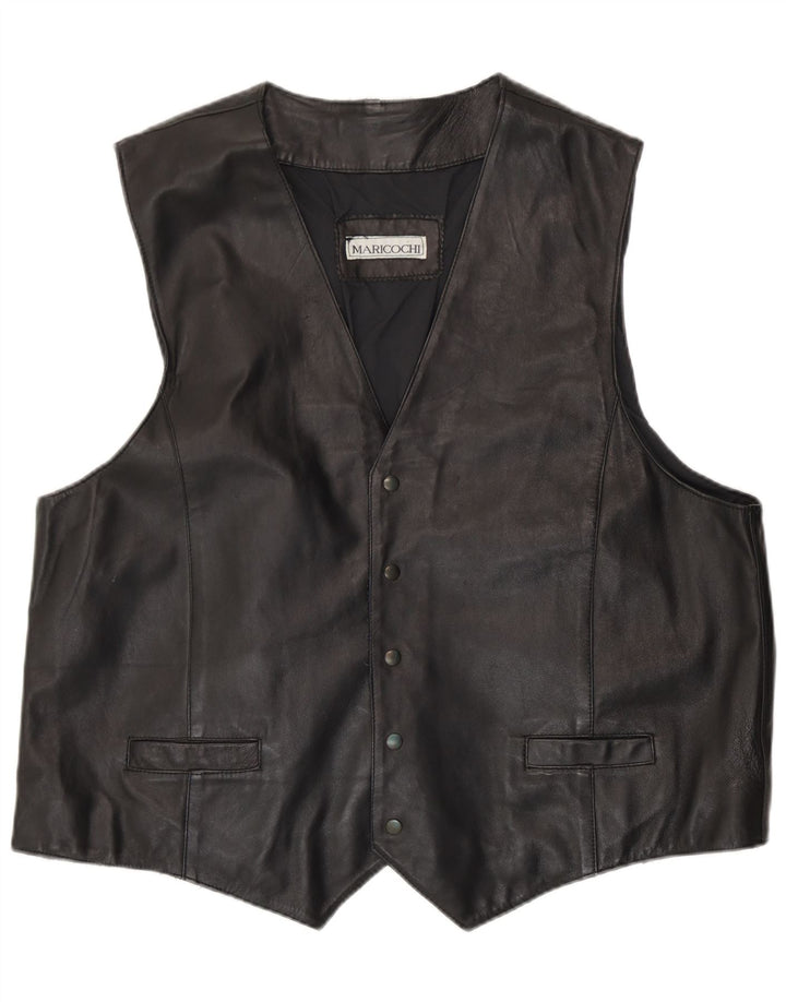 Vintage herre læder vest, stor sort