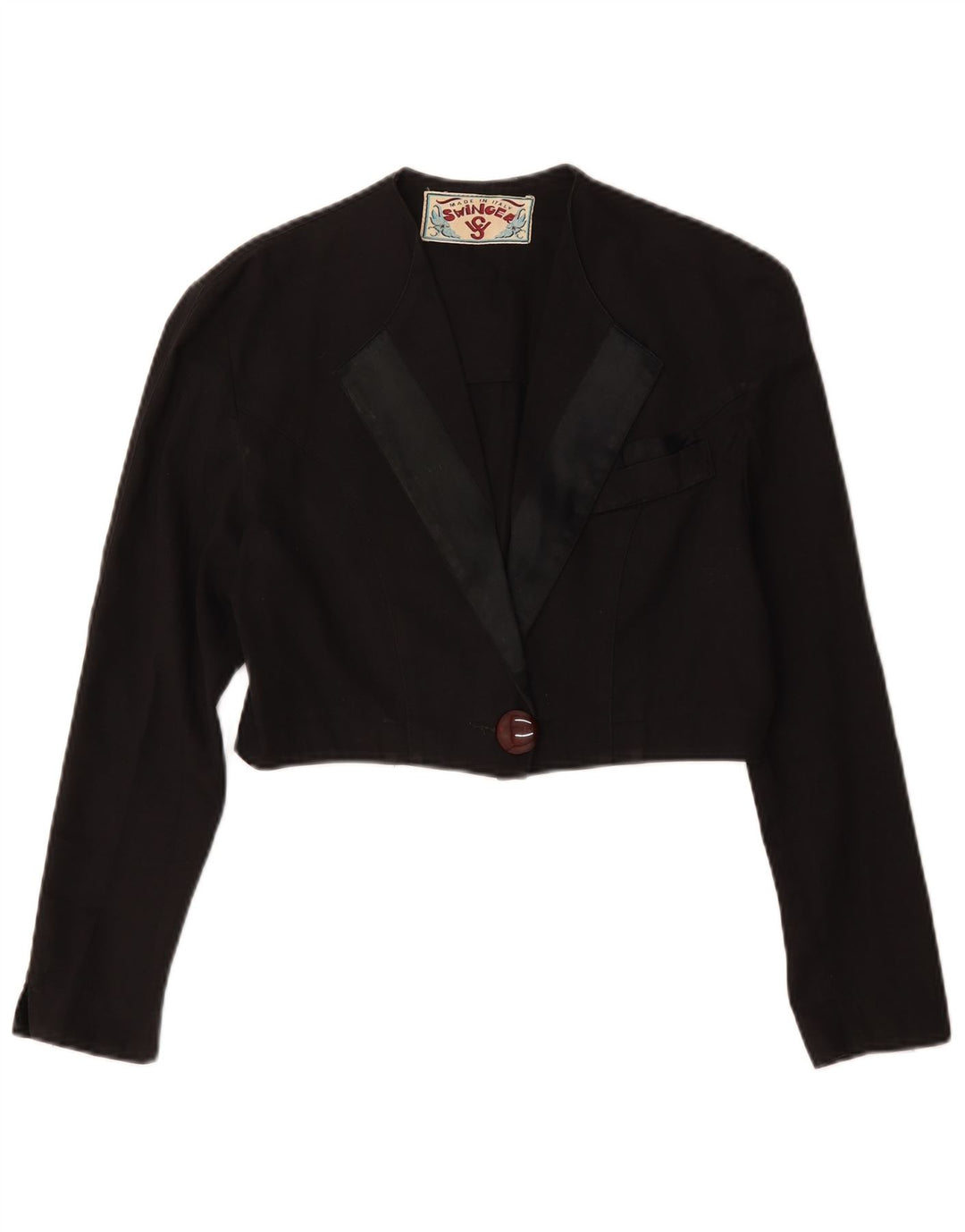 Swinger Womens Crop Bolero Jacket IT 42 Medium Sort Bomuld