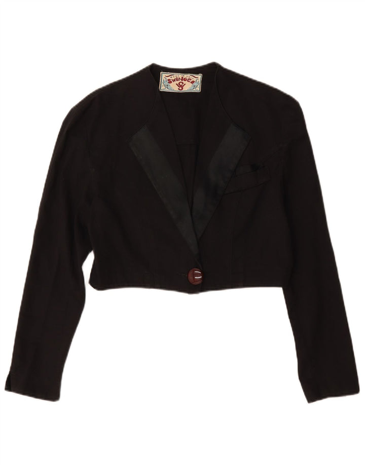 Swinger Womens Crop Bolero Jacket IT 42 Medium Sort Bomuld
