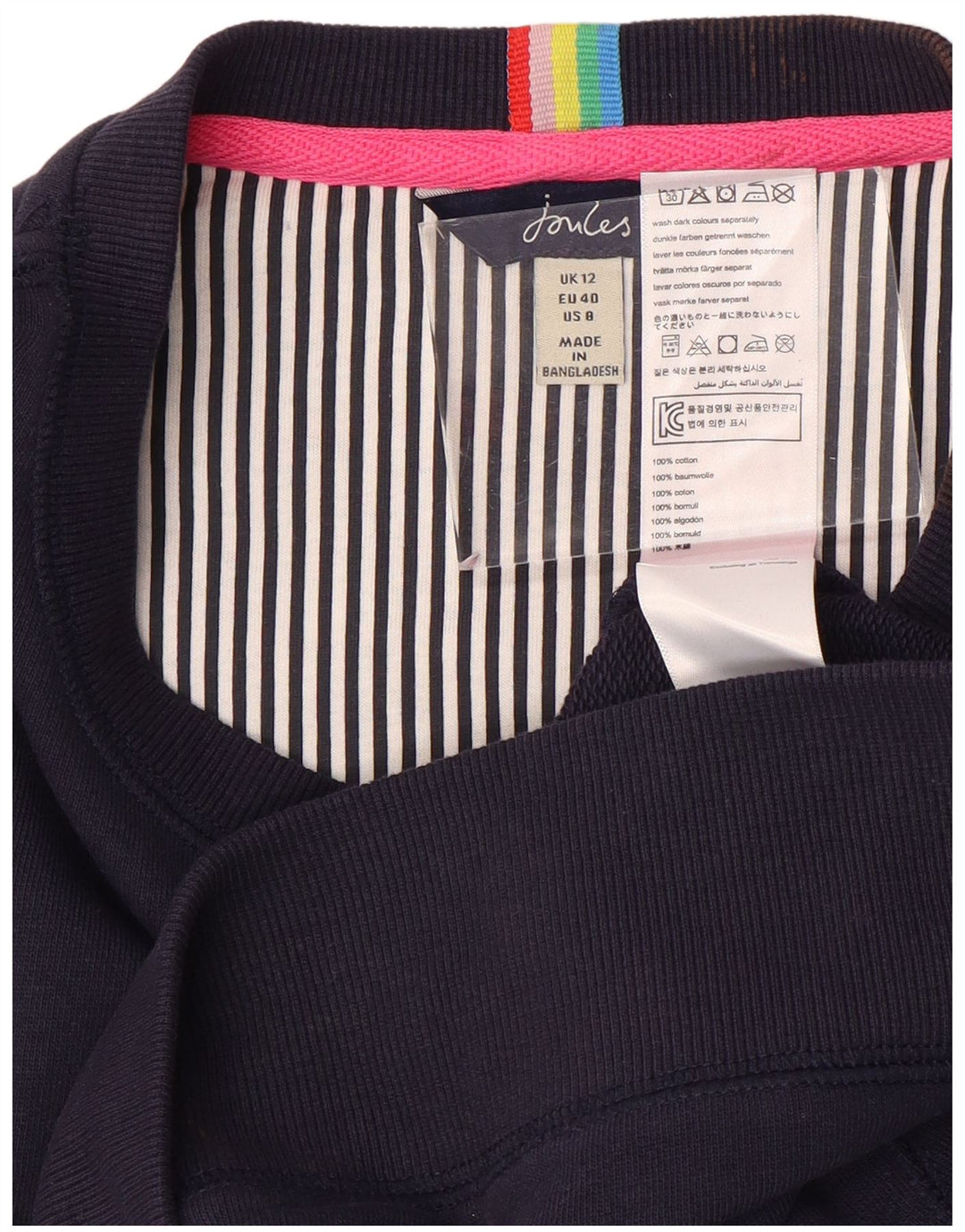 JOULES Dame Oversized Sweatshirt Jumper UK 12 Mellem marineblå bomuld