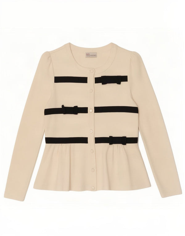 Rød Valentino Dame Cardigan Top UK 10 Lille Hvid Stribet