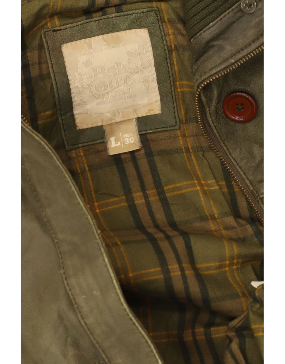 Bershka Military Læderjakke til kvinder UK 14 Large Khaki