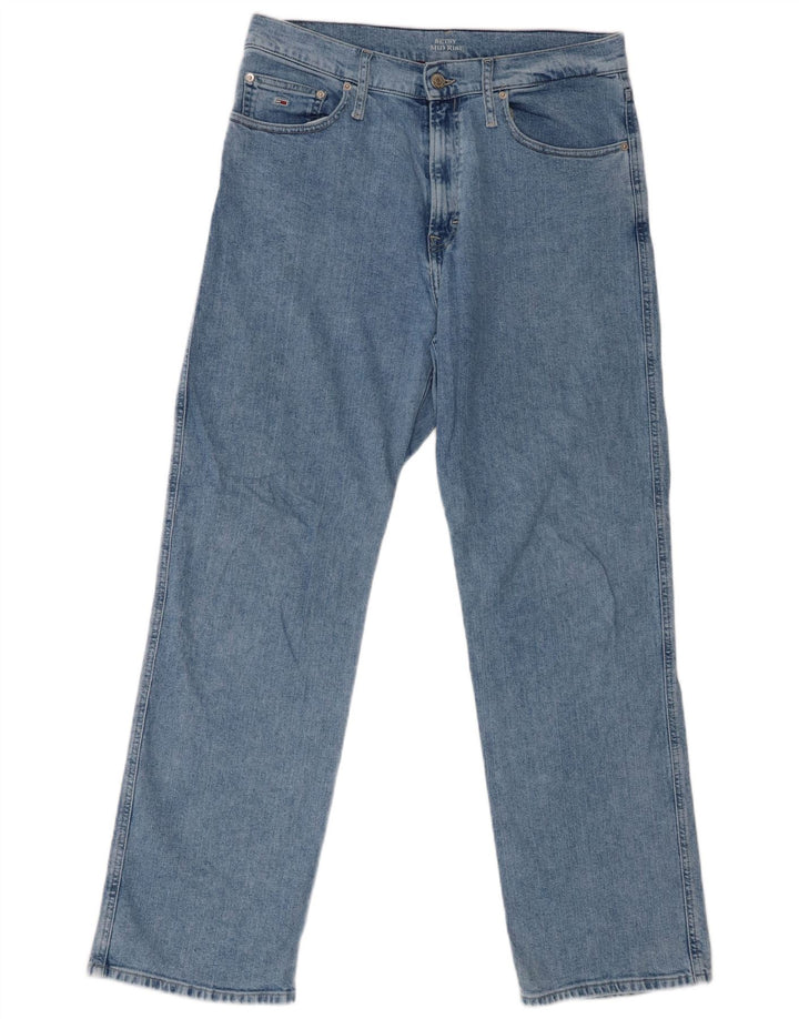 TOMMY HILFIGER Straight Jeans i mellemhøj højde til mænd W31 L32 blå bomuld