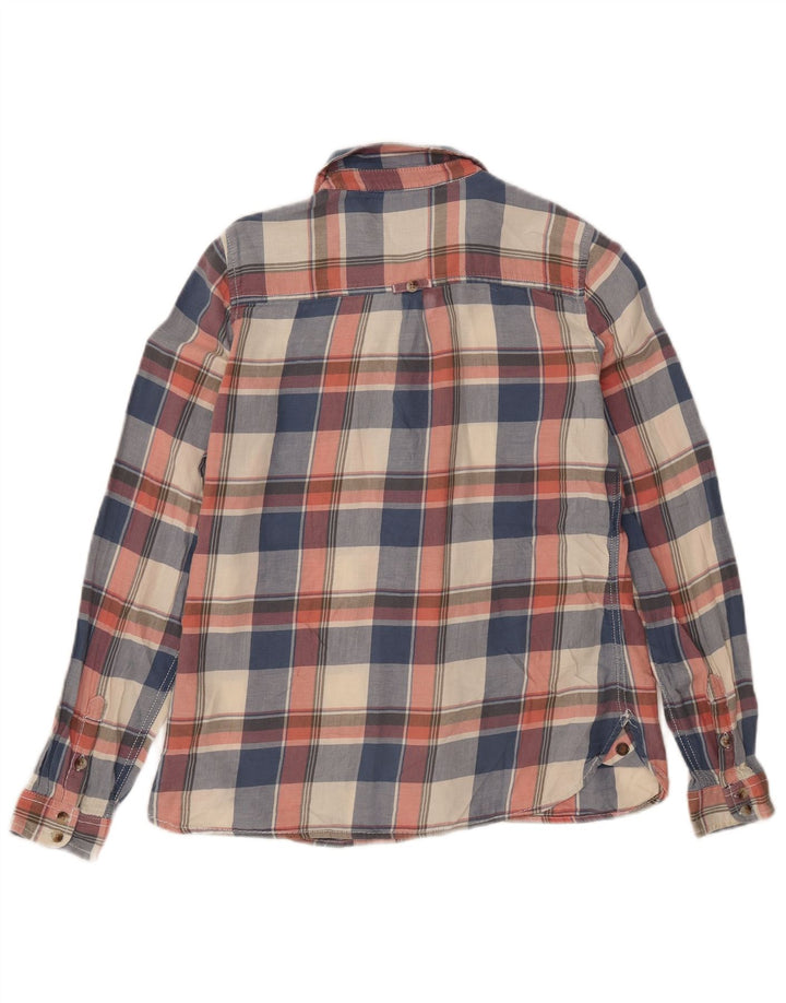 Fat Face Dame Classic Fit Flannel Shirt UK 12 Medium Navy Blue Check