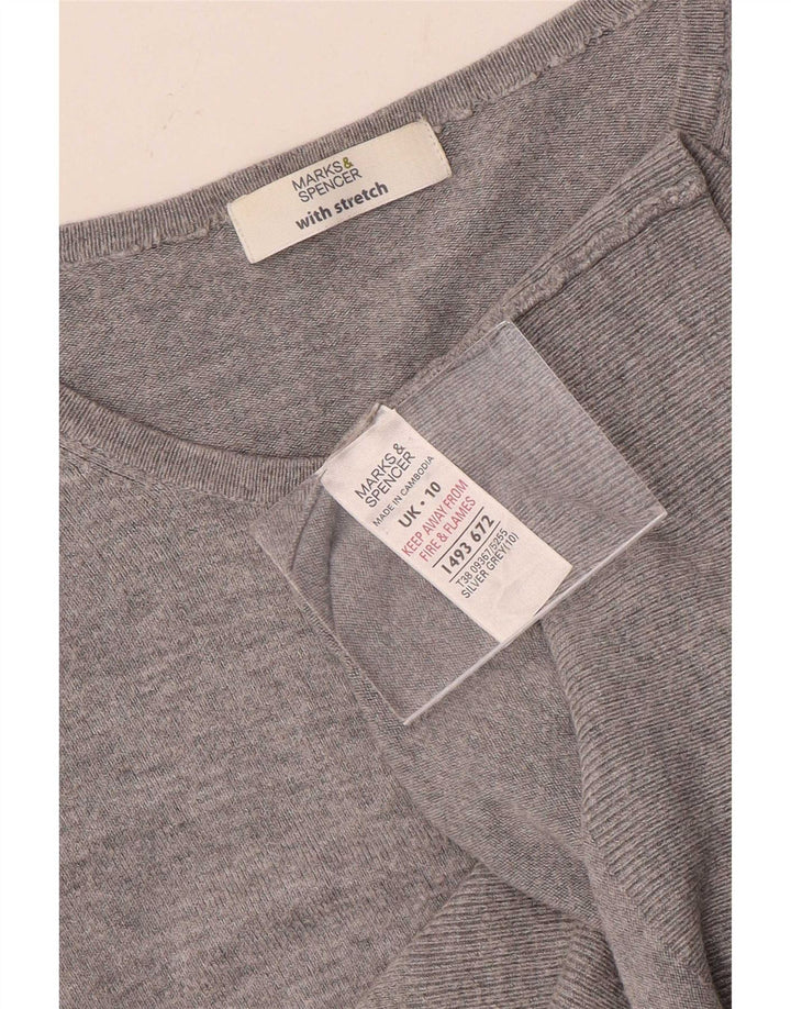 Marks & Spencer Dame Stretch Cardigan Sweater UK 10 Small Grey Flecked