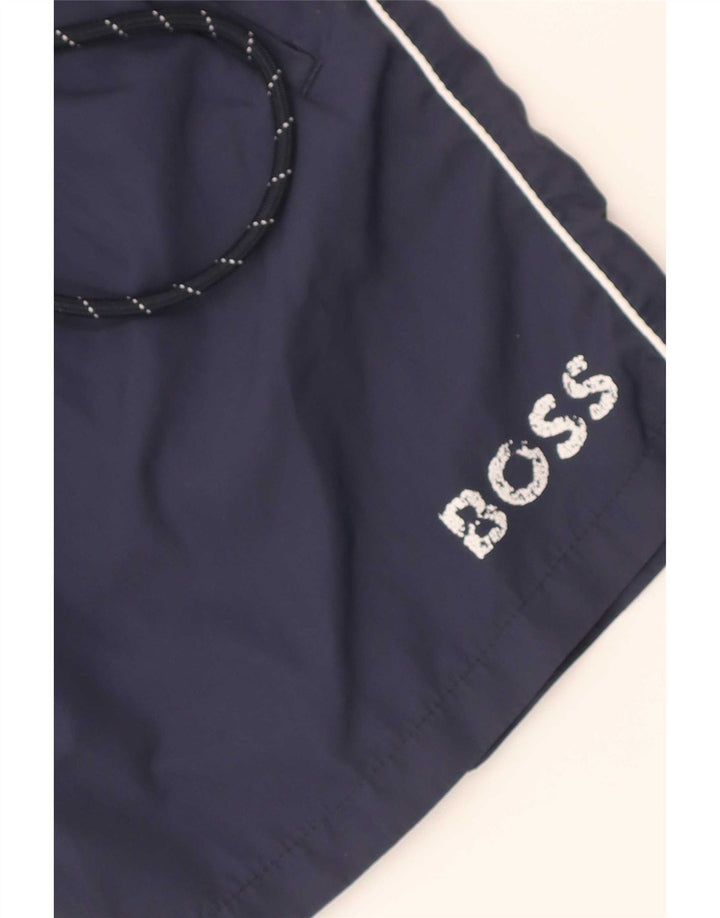 Hugo Boss Herre grafiske sportsshorts store marineblå polyester