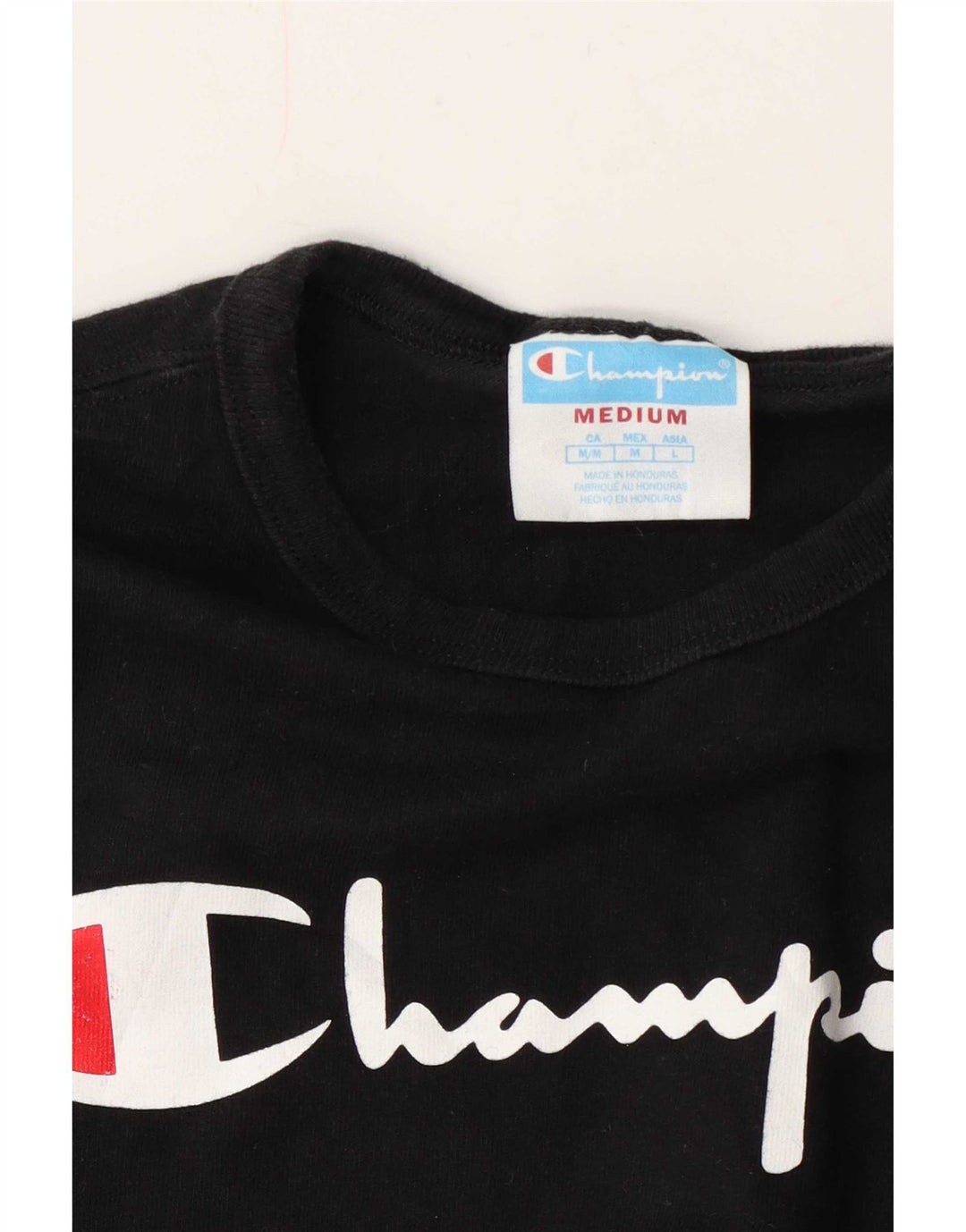 Champion Dame Grafisk T-Shirt Top UK 14 Medium Sort