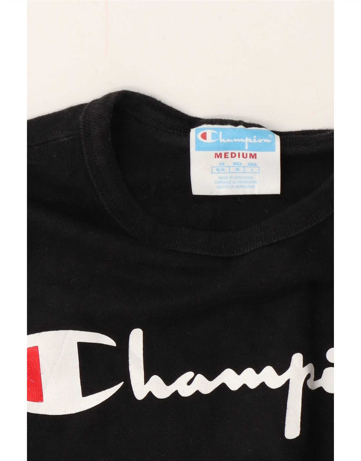 Champion Dame Grafisk T-Shirt Top UK 14 Medium Sort