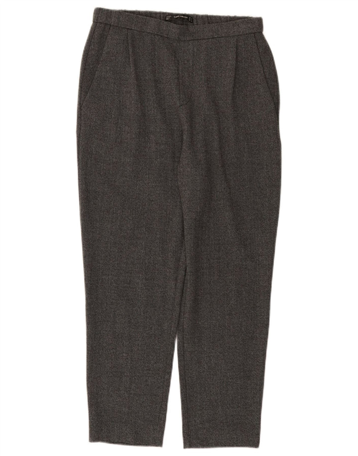 Zara Womens Tapered Cropped Trousers Small W26 L24 Grå Polyester