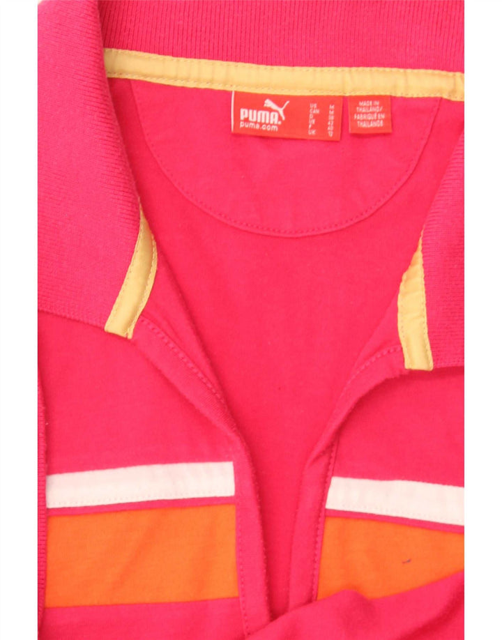 Puma Dame Polo Shirt UK 12 Medium Pink Colourblock