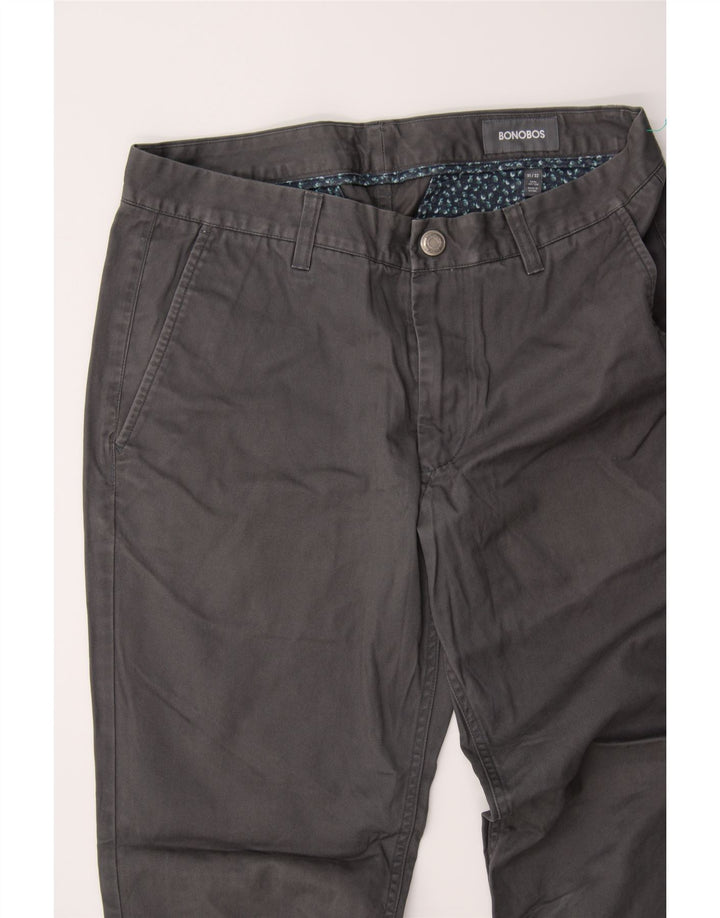 BONOBOS Mens Straight Chino Trousers W31 L32 Grey Cotton Vintage BONOBOS and Second-Hand BONOBOS from Messina Hembry 