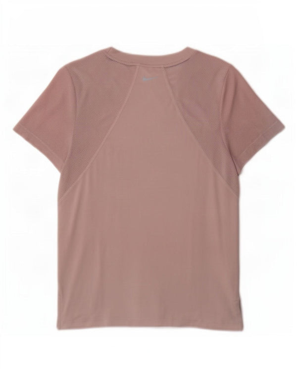 Nike Dame Dri Fit T-Shirt Top UK 10 Small Pink Polyester