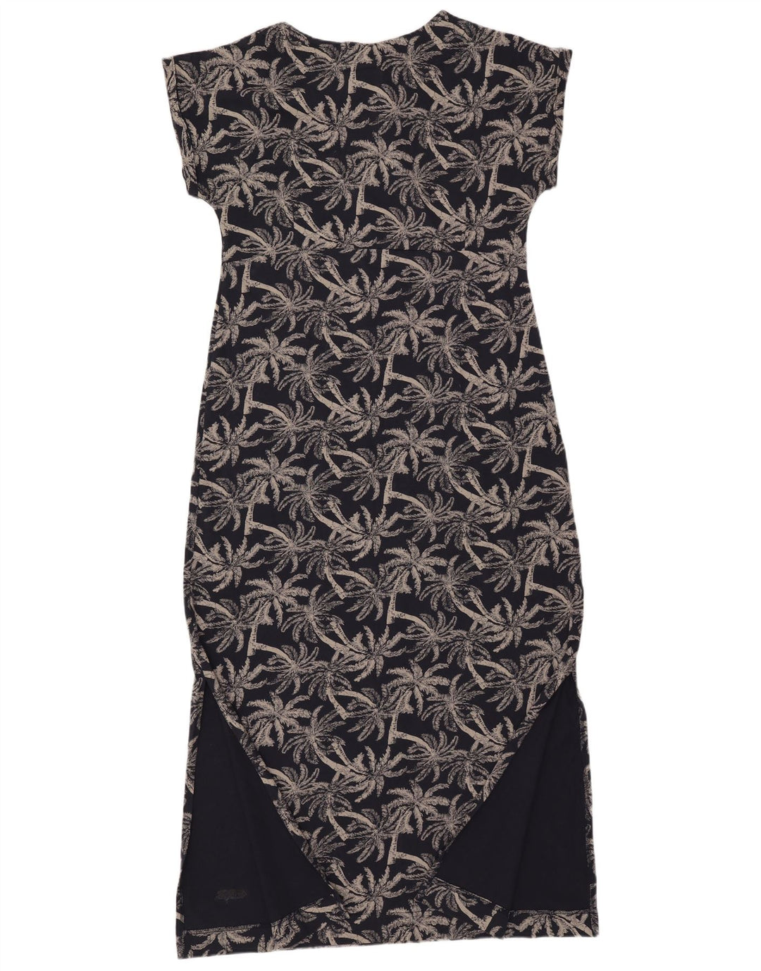 WEIRD FISH Kvinders abstrakt mønster Maxikjole UK 14 Stor marineblå bomuld