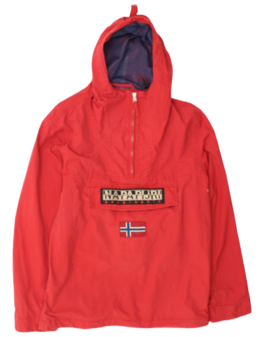 Napapijri Herre Hooded Grafisk Anorak Jacket UK 38 Medium Rød Polyamid