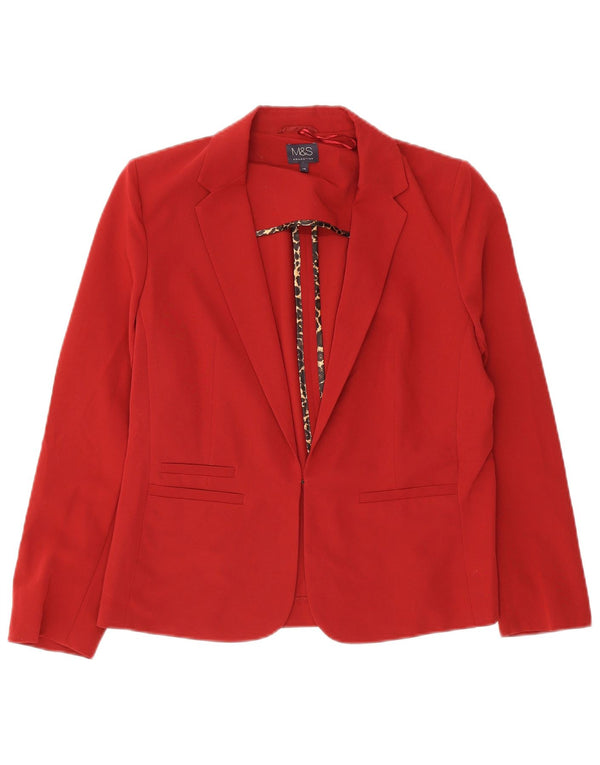 Marks & Spencer Dame Blazer Jacket UK 14 Medium Rød Polyester