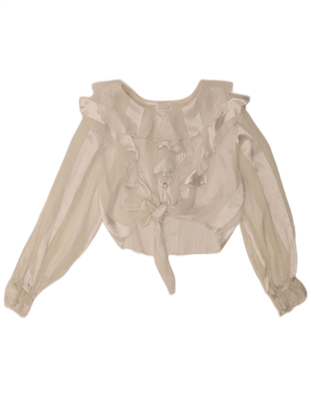 Vintage Dame Se Through Crop Top UK 10 Mellem hvid stribet