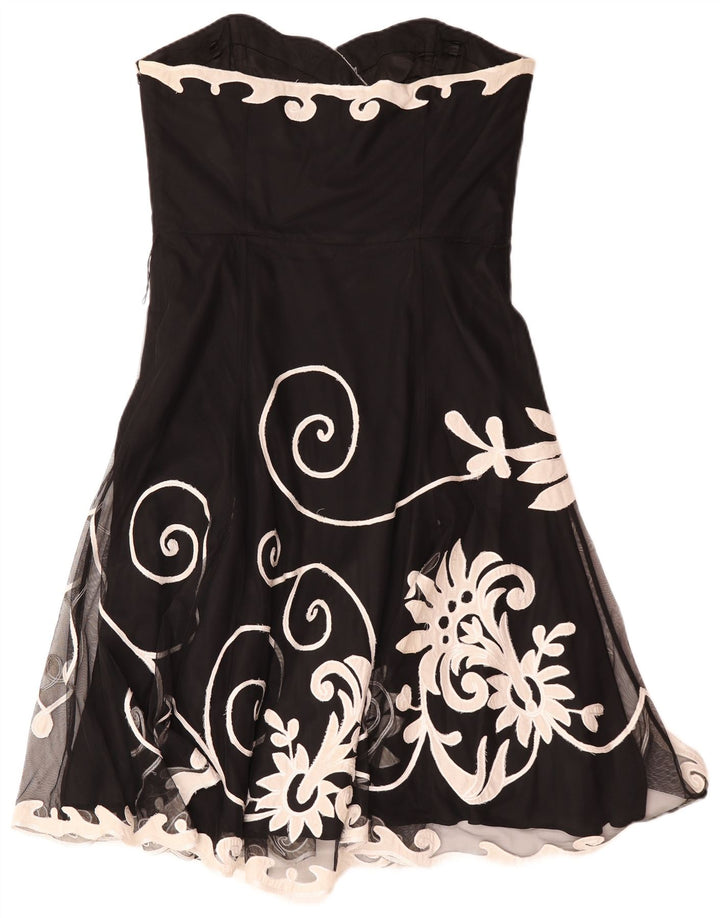 Coast Dame Stropløs Kjole UK 16 Large Black Floral Polyester