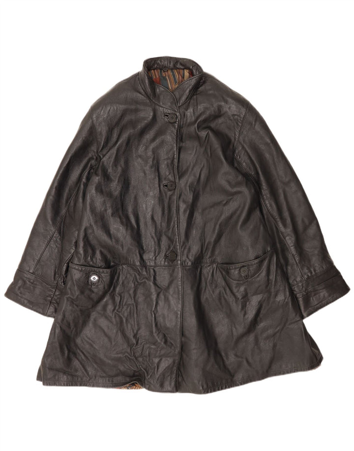 VINTAGE Oversized læderfrakke til kvinder IT 44 Medium sort læder