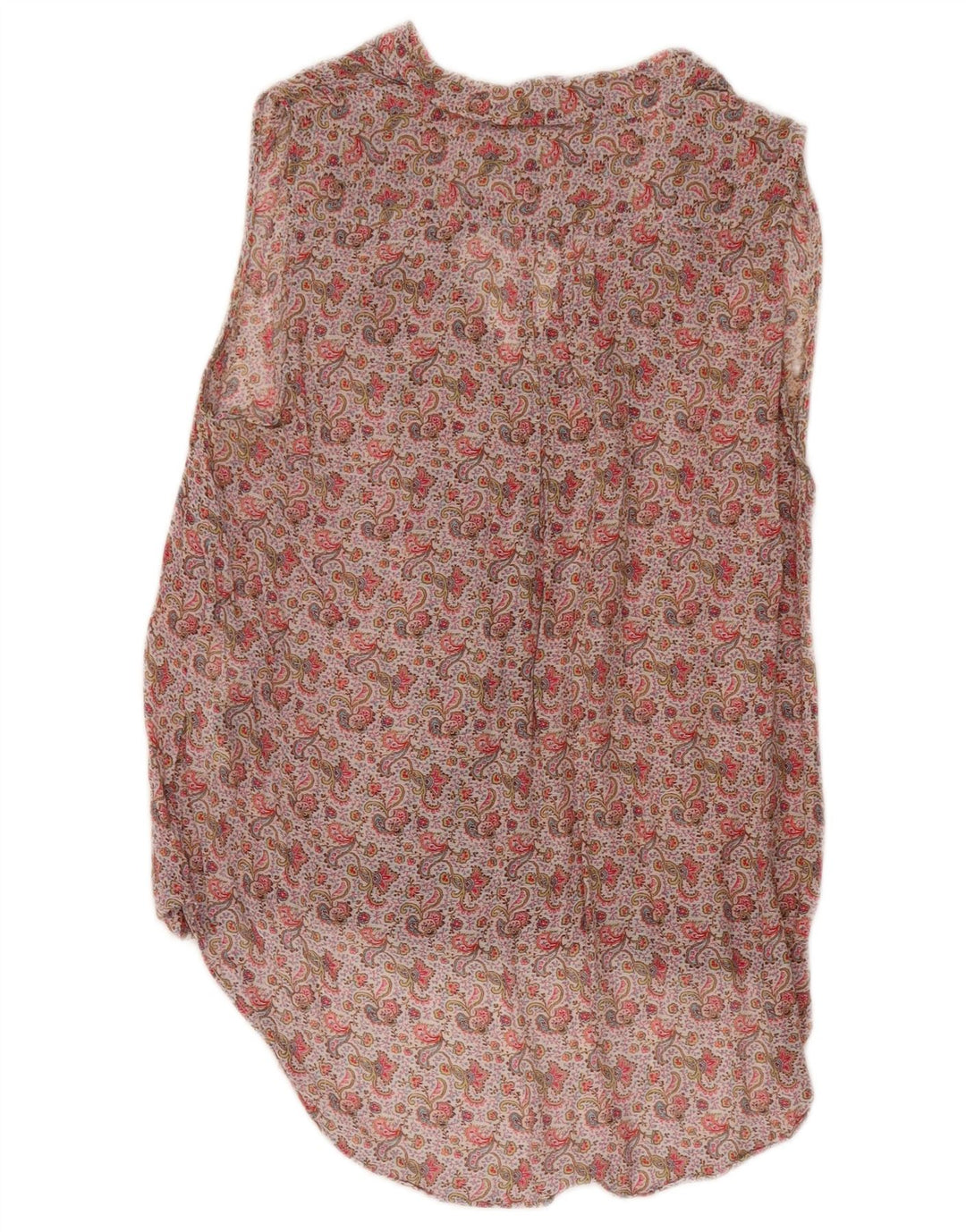 Zara Dame Ærmeløs Tunika Top UK 10 Small Multicolor Paisley Viscose