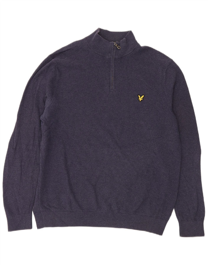 Lyle & Scott Herre trøje med lynlåshals Stor marineblå bomuld