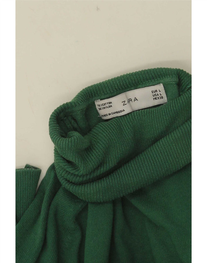 Zara Dame Rullehals Sweater UK 14 Stor Grøn