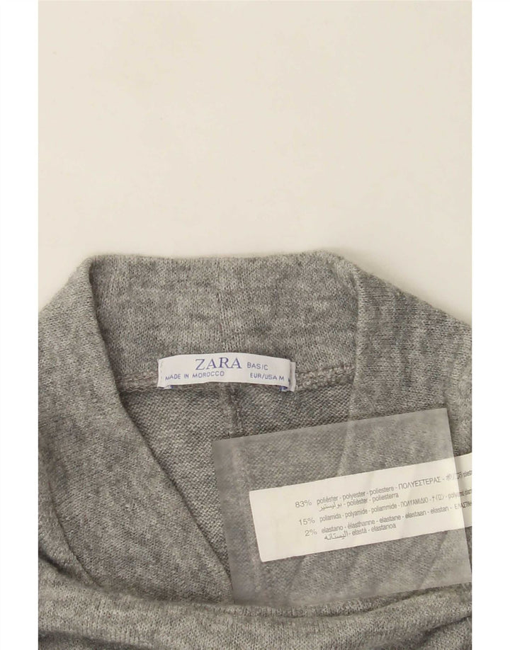 Zara Dame Langærmet Jumper Dress UK 14 Medium Grey Polyester