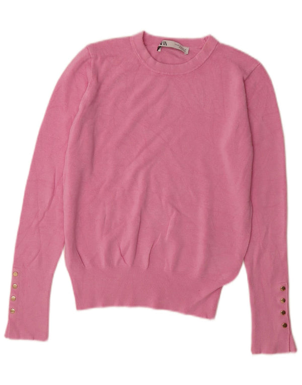 Zara Dame sweater med rund hals DK 12 Medium Pink Viscose