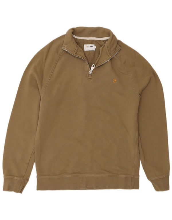 Farah Herre 1/4 Zip Sweatshirt Jumper Lille Grøn Bomuld