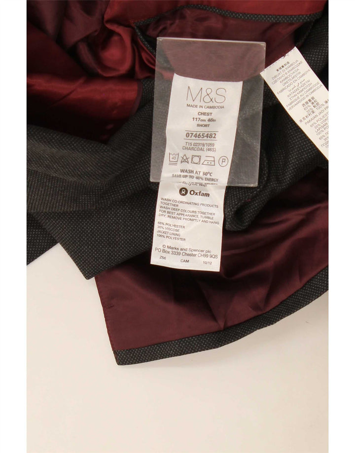Marks & Spencer Herre 2-knaps blazerjakke UK 46 XL Grå Polyester