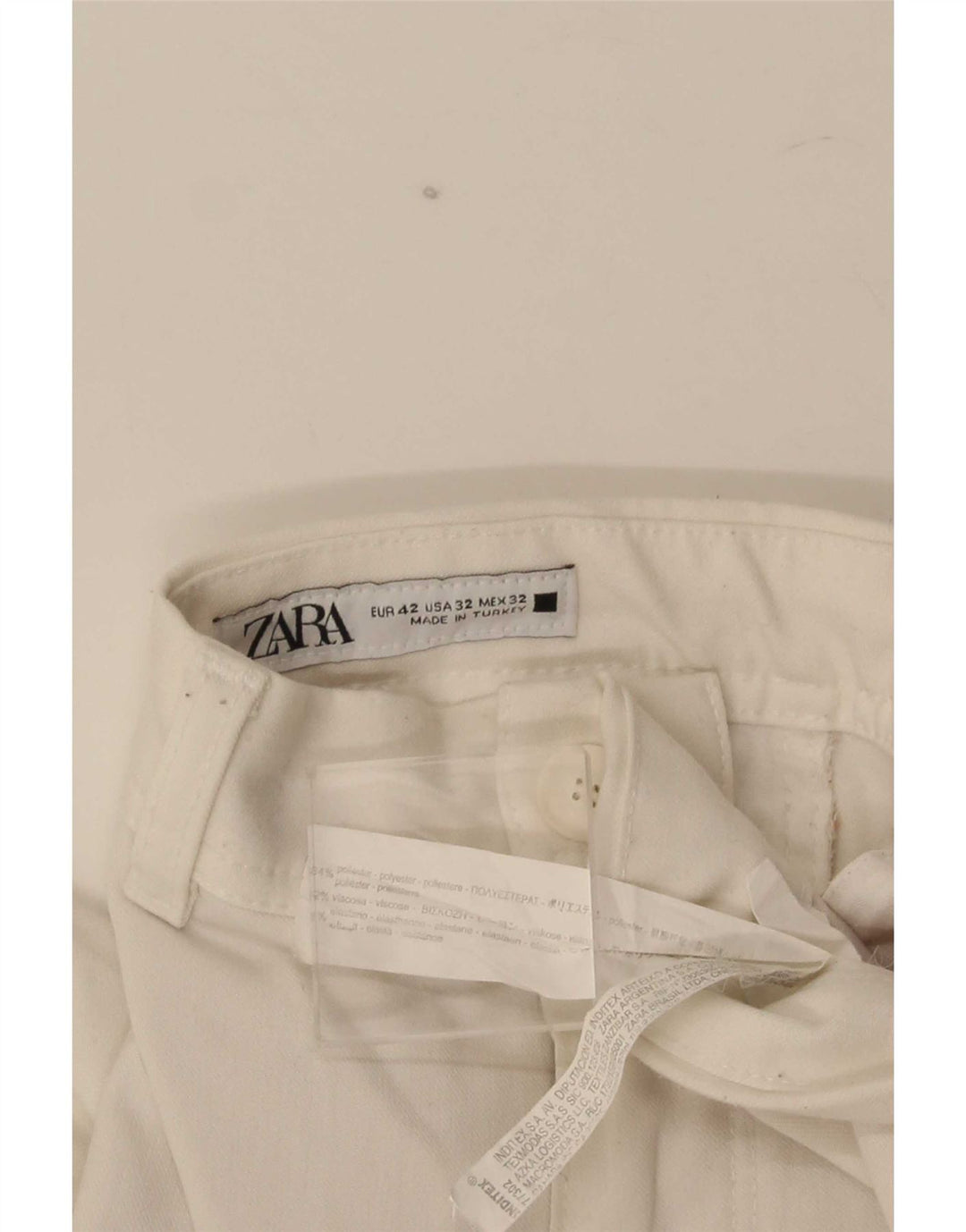 Zara Straight Chino Bukser EU 42 Large W32 L28 Hvid Polyester