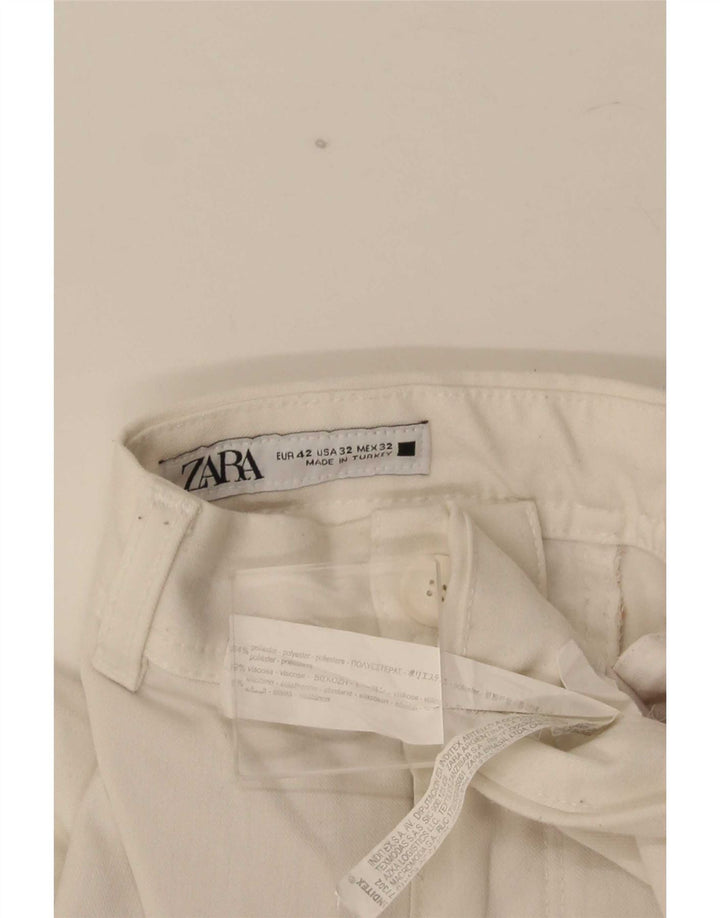 Zara Straight Chino Bukser EU 42 Large W32 L28 Hvid Polyester