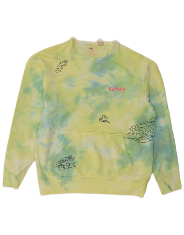 Levi's Herre Relaxed Graphic Sweatshirt Jumper Medium Green Tie Dye Bomuld