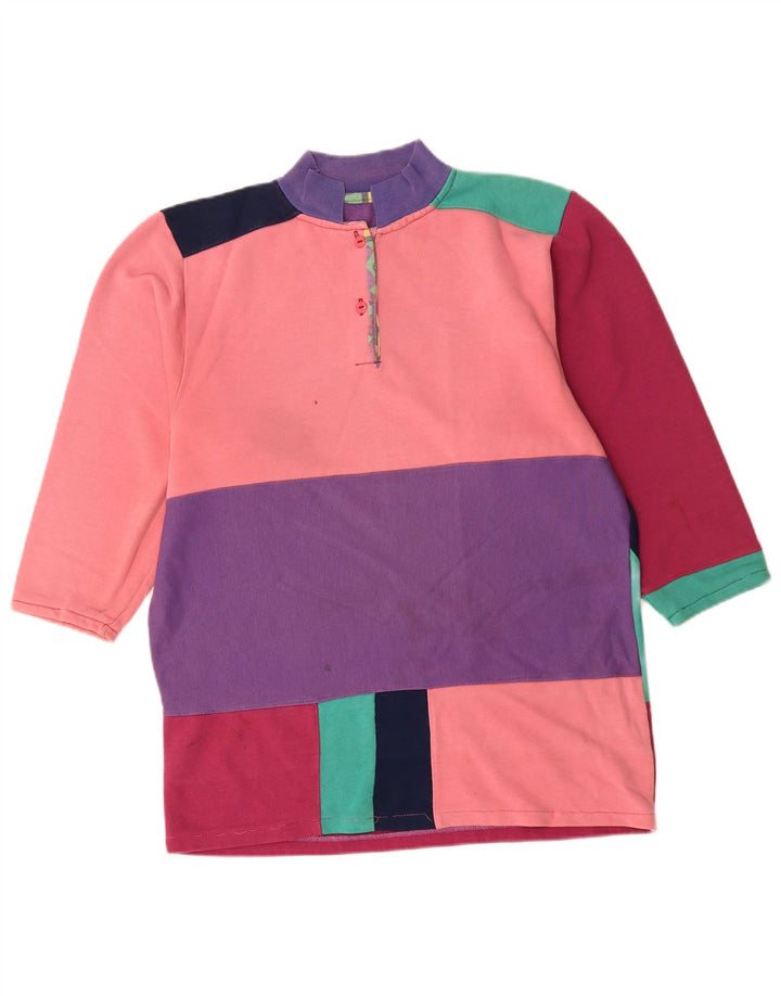 VINTAGE Dame Sweatshirt Jumper UK 18 XL Flerfarvet Colourblock