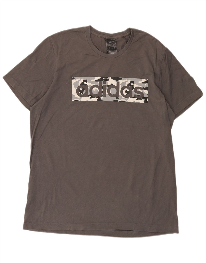 Adidas Herre grafisk T-shirt top mellemgrå bomuld
