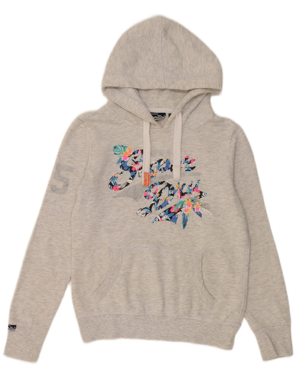Superdry Graphic Oversized Hoodie Jumper UK 10 Small Grey Bomuld