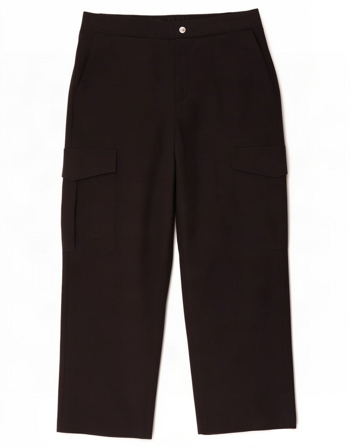 Zara Dame Straight Cargo Bukser Large W34 L30 Sort Polyester