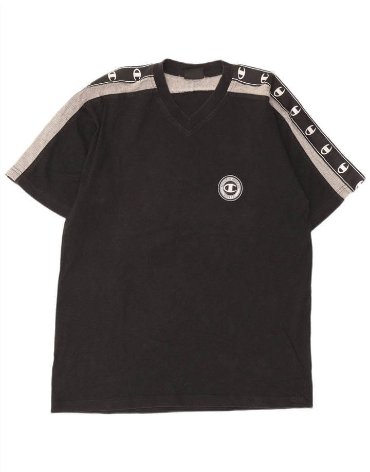 Champion Herre Grafisk T-Shirt Top Stor Sort Colourblock