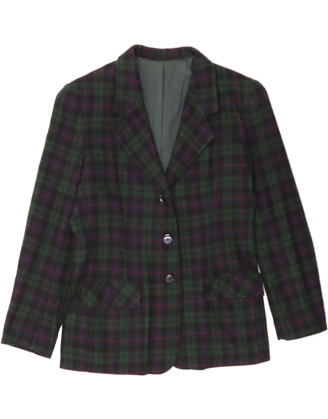 NOA NOA Womens 3 Button Blazer Jacket UK 14 Medium Green Check Vintage NOA NOA and Second-Hand NOA NOA from Messina Hembry 