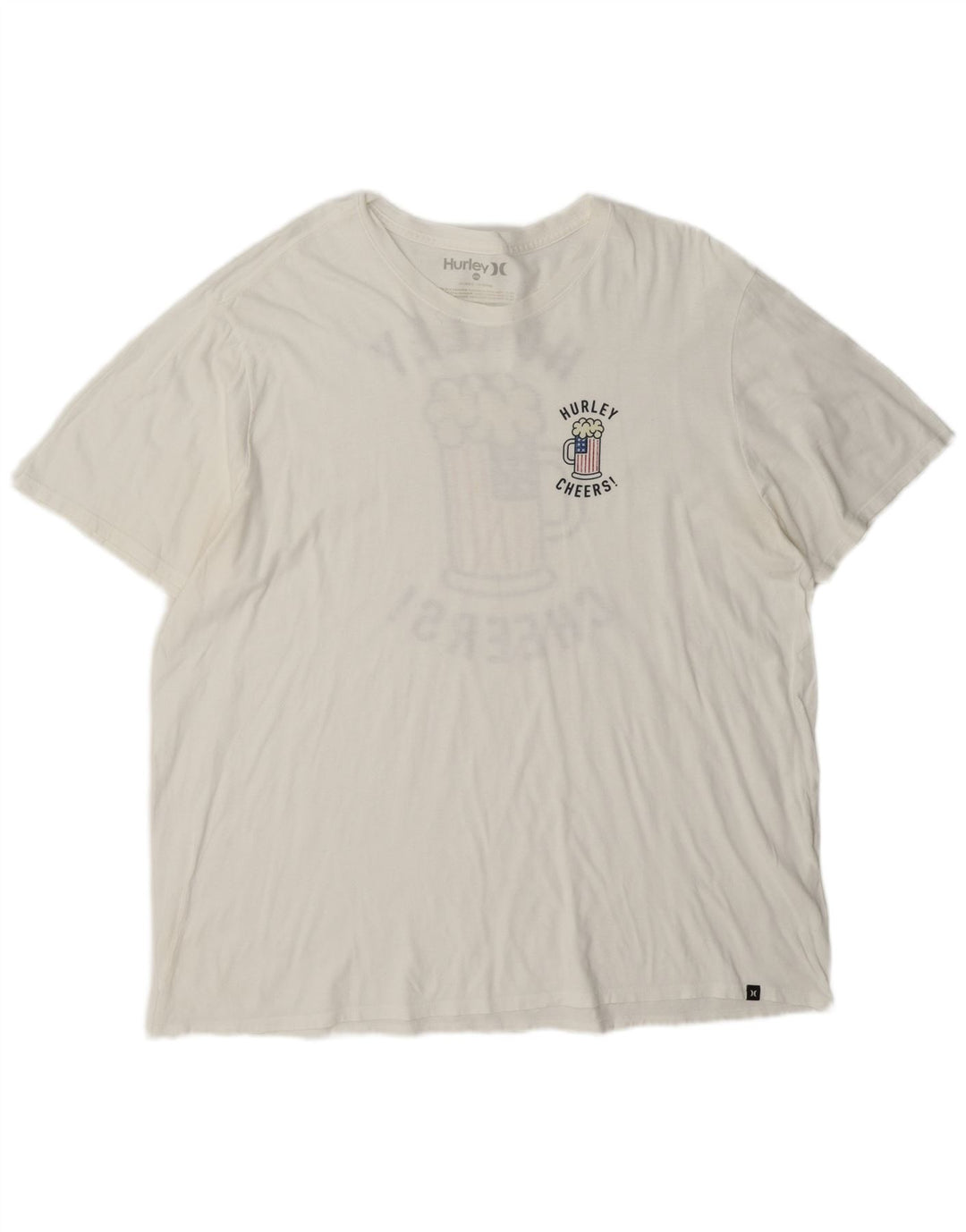 Hurley Herre Grafisk T-Shirt Top 2XL Hvid Bomuld