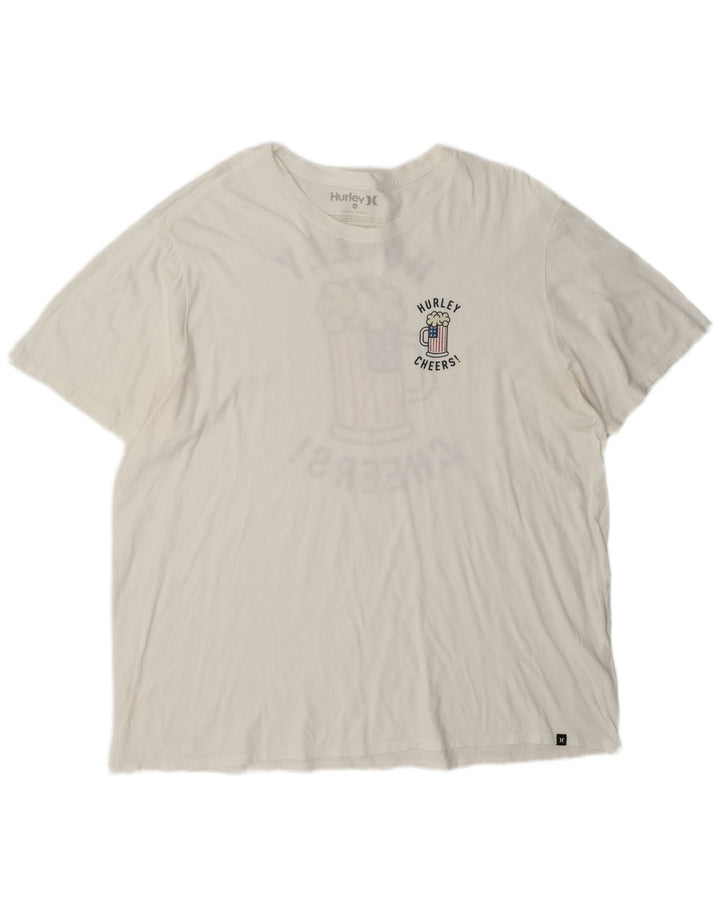 Hurley Herre Grafisk T-Shirt Top 2XL Hvid Bomuld