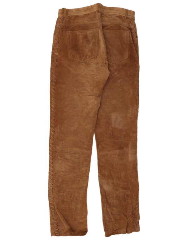Vintage herre lige ruskindsbukser IT 46 Small W30 L32 brunt læder