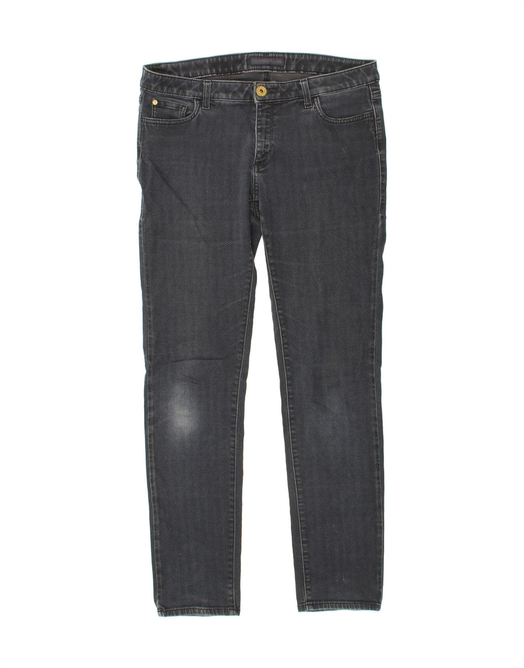 TRUSSARDI Womens Slim Jeans W32 L31 Blue Herringbone Vintage Trussardi and Second-Hand Trussardi from Messina Hembry 