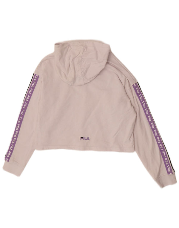 Fila Girls Crop Graphic Hoodie Jumper 13-14 år Hvid Colourblock Bomuld