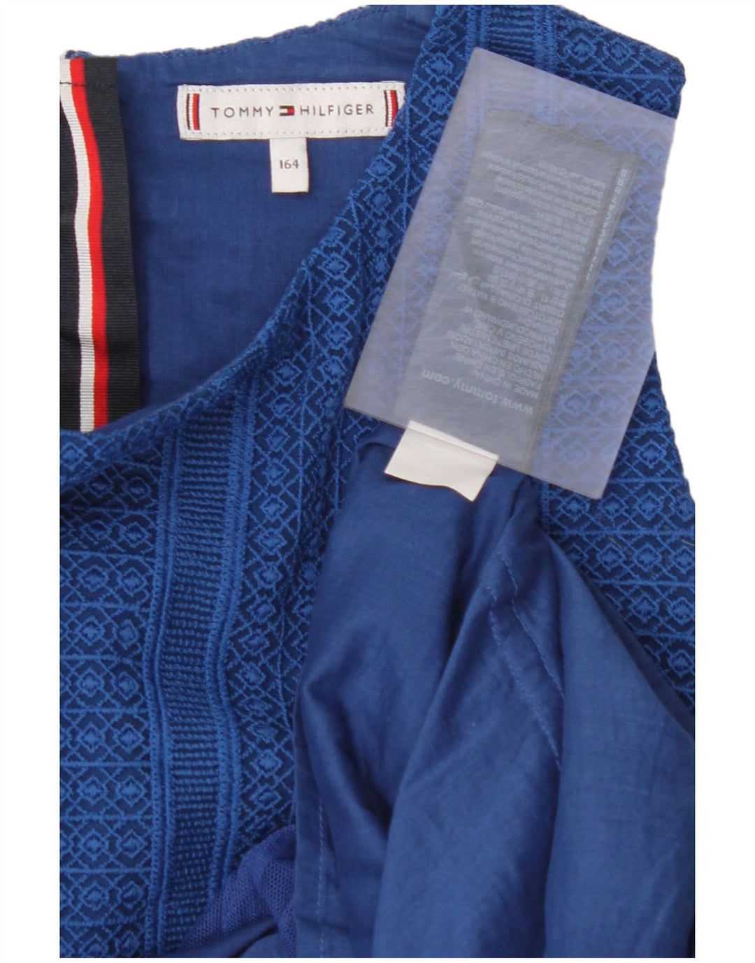 TOMMY HILFIGER Pige Ærmeløs A-line kjole 13-14 år blå bomuld