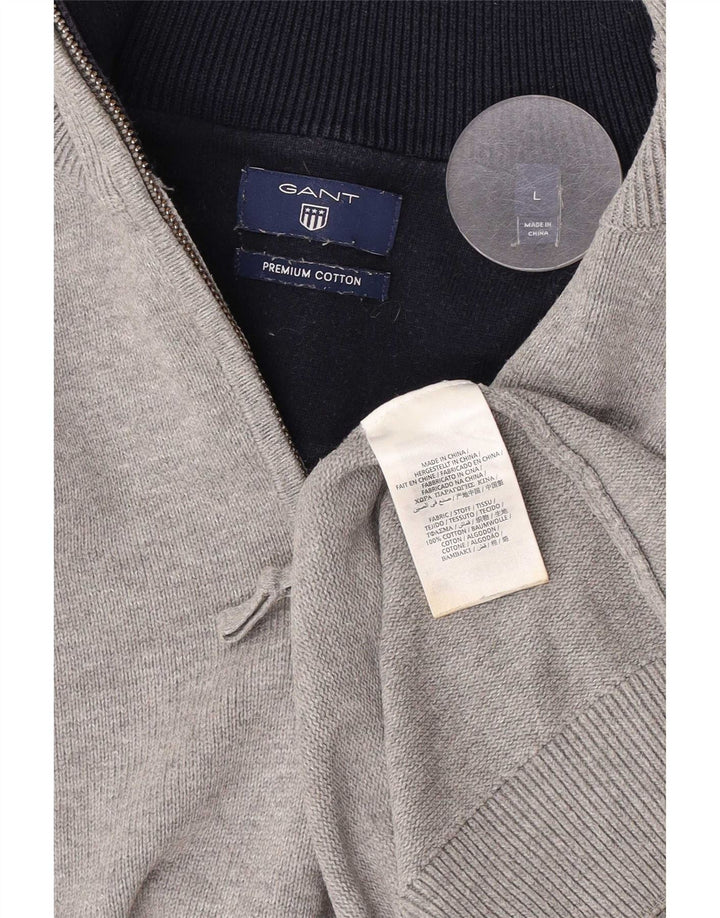Gant Herre Zip Neck Jumper Sweater Stor Grå Bomuld