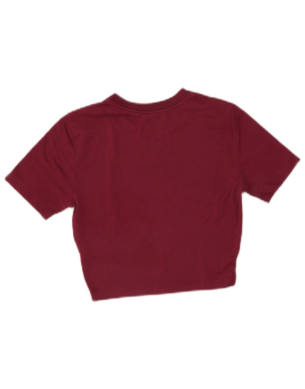 Nike Dame Crop Slim Fit T-Shirt Top UK 6 XS Burgundy Polyester