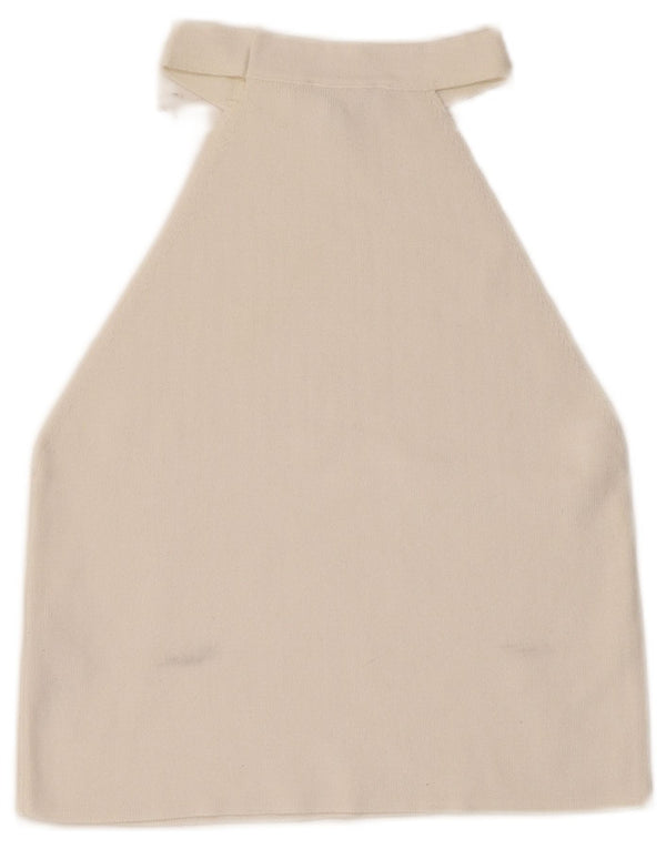 Topshop Dame Crop Halter Top UK 8 Small White Viscose
