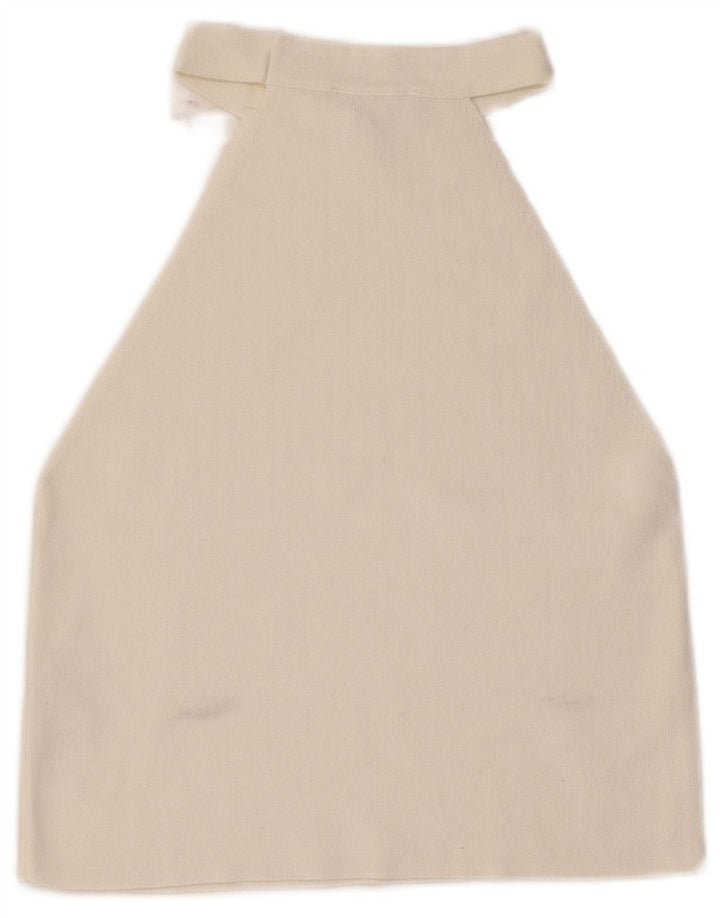 Topshop Dame Crop Halter Top UK 8 Small White Viscose