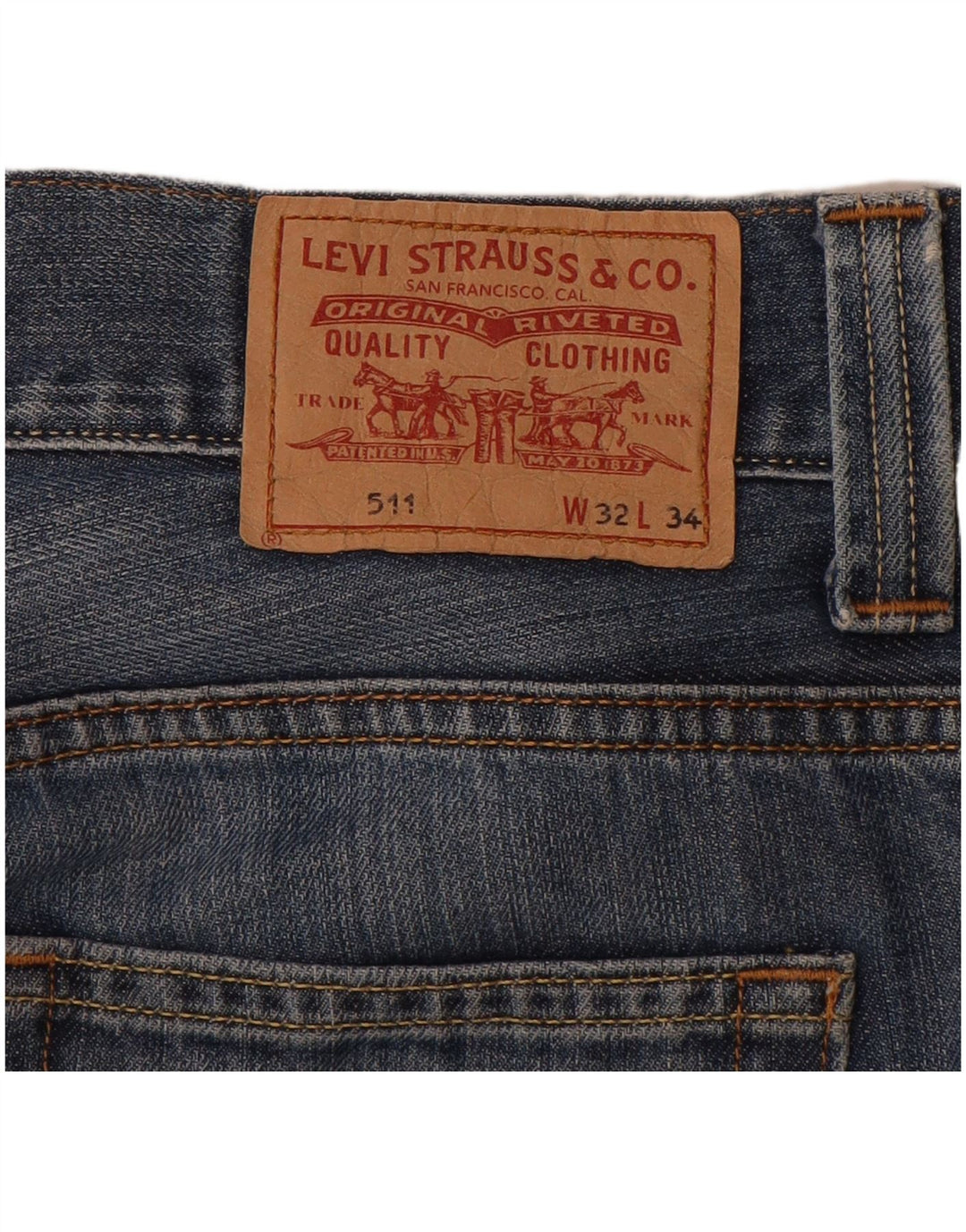 LEVI'S Herre 511 Slim Denim Shorts W32 Medium Blue Bomuld